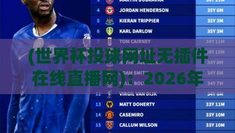 (世界杯投球网址无插件在线直播网)：2026年看球新姿势，告别卡顿与广告！